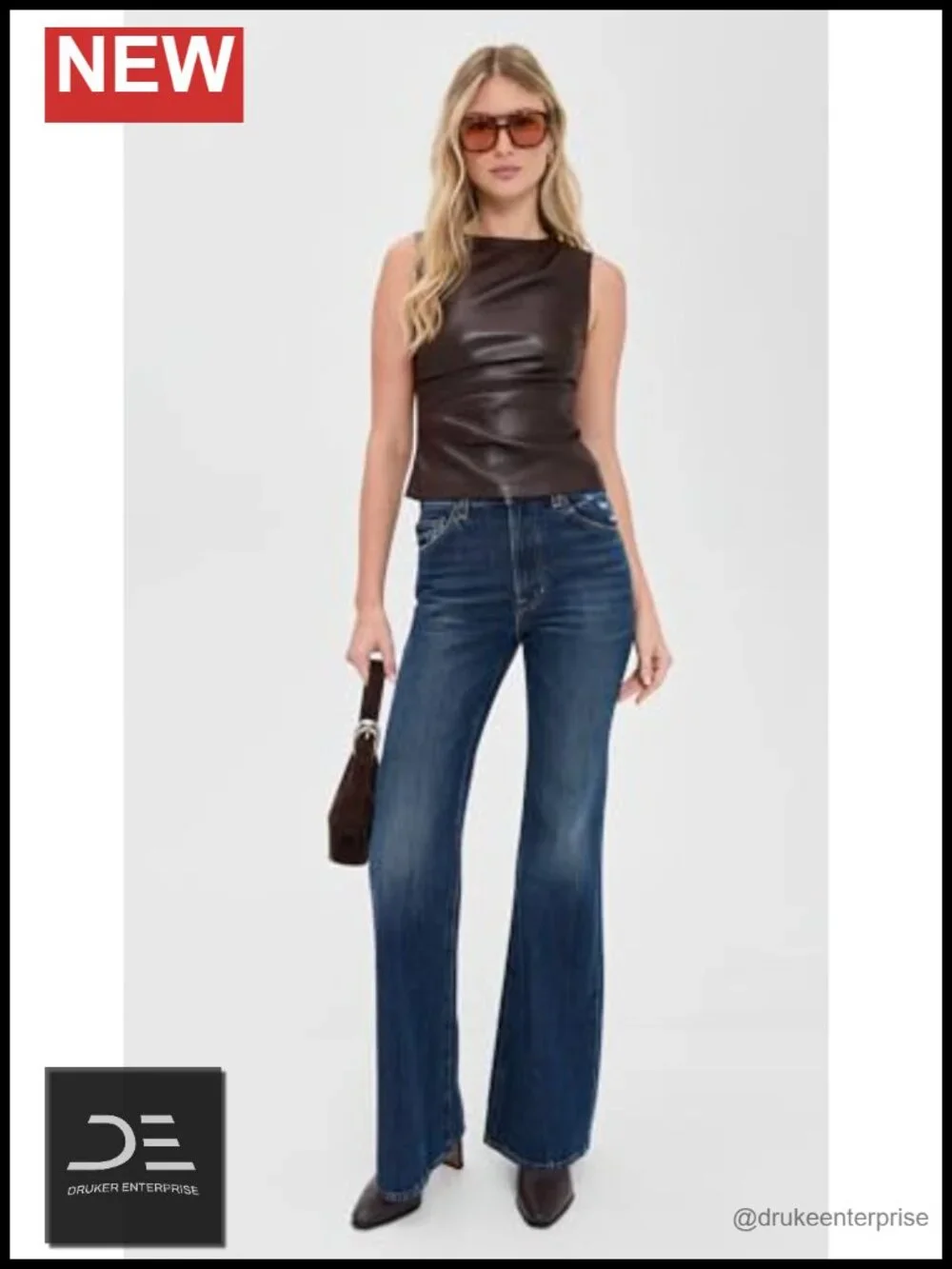 JOE'S JEANS Women's The Meg Vegan Leather Sleeveless Tank Top